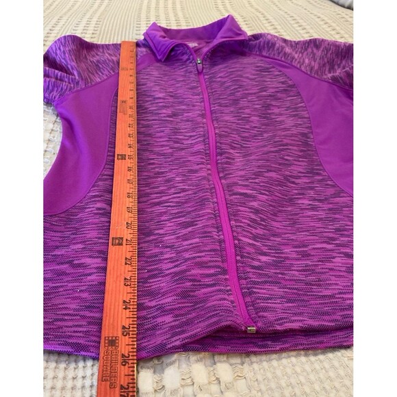 Tek Gear Jacket Women’s Fitted Sz Large Athletic Workout Full Zip Purple Black - Picture 9 of 10
